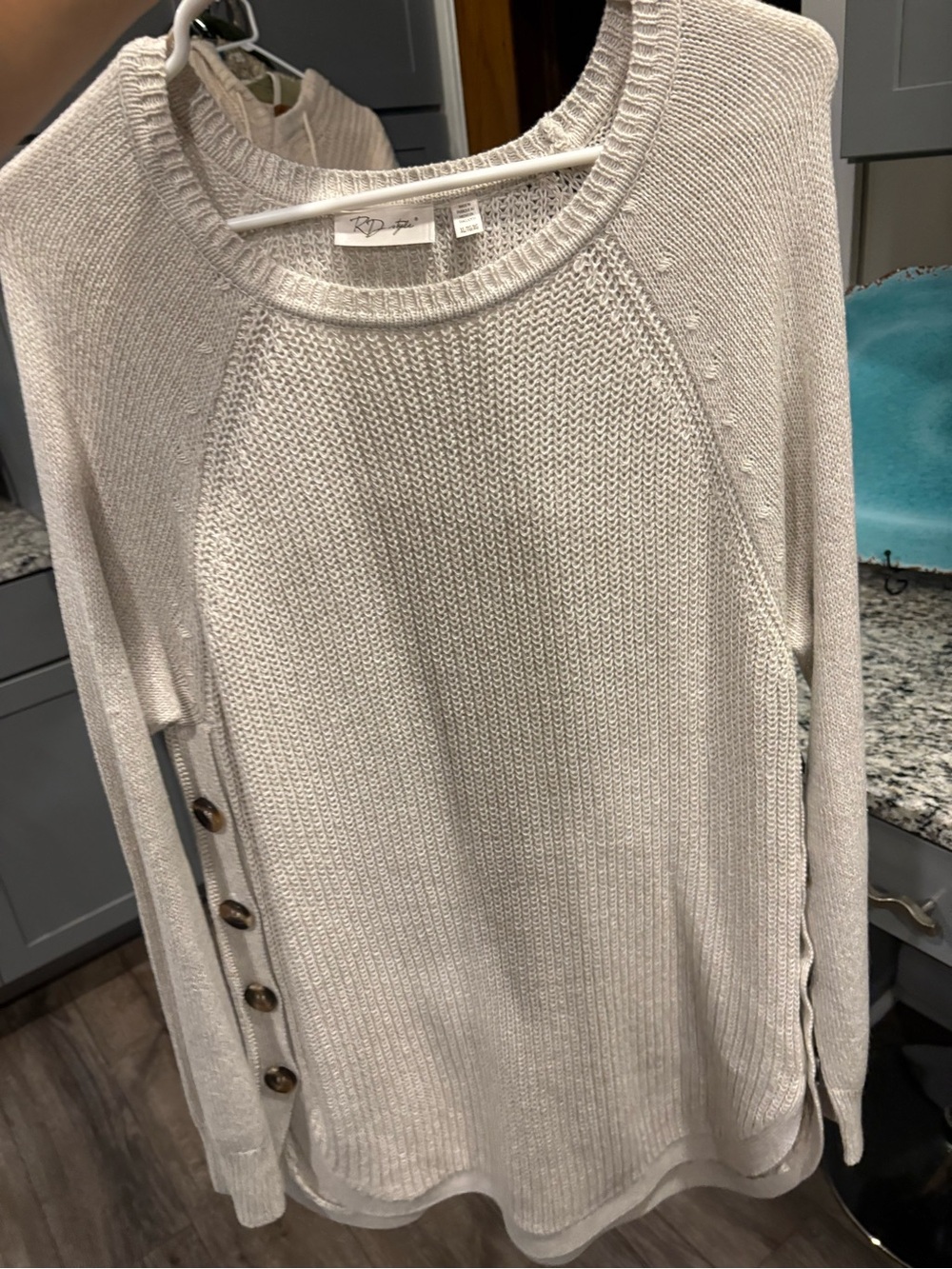 Women’s Cream Side-Button Knit Sweater - Picture 6 of 7